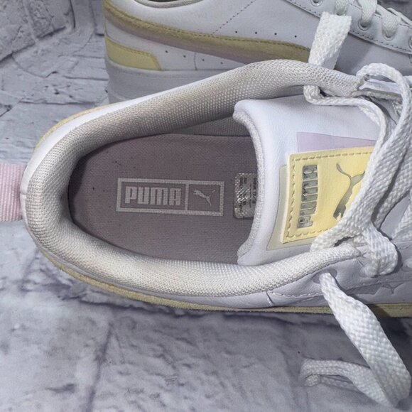 Puma Women's Size 11 Mayze Platform White Yellow Pink Sneakers Casual Shoes - Picture 10 of 12